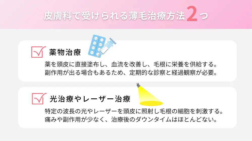 皮膚科で受けられる女性の薄毛治療方法