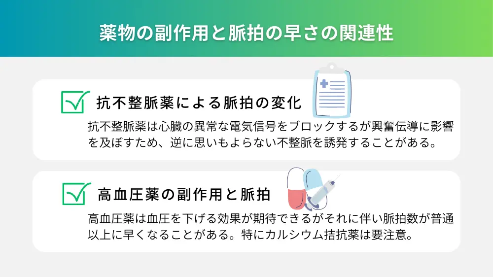 薬物の副作用と脈拍の早さの関連性